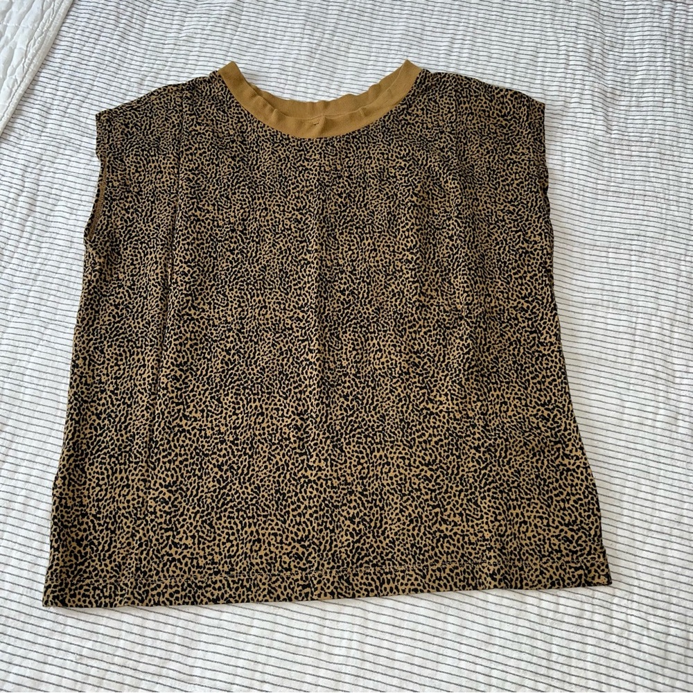 Loft Leopard Boxy Sleeveless Muscle Tee small